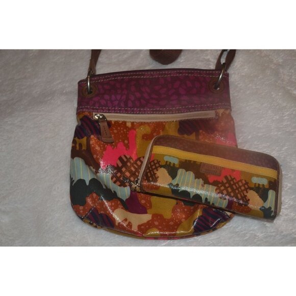 Fossil Handbags - Fossil Key-Per Multi-Color Crossbody Purse and Matching Wallet